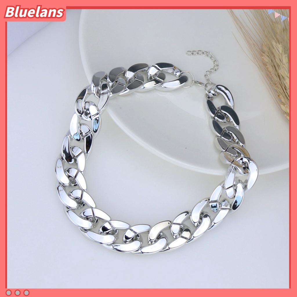 Bluelans Kalung Rantai Choker Bahan Alloy Tebal Dapat Disesuaikan Gaya Hip Hop Untuk Wanita