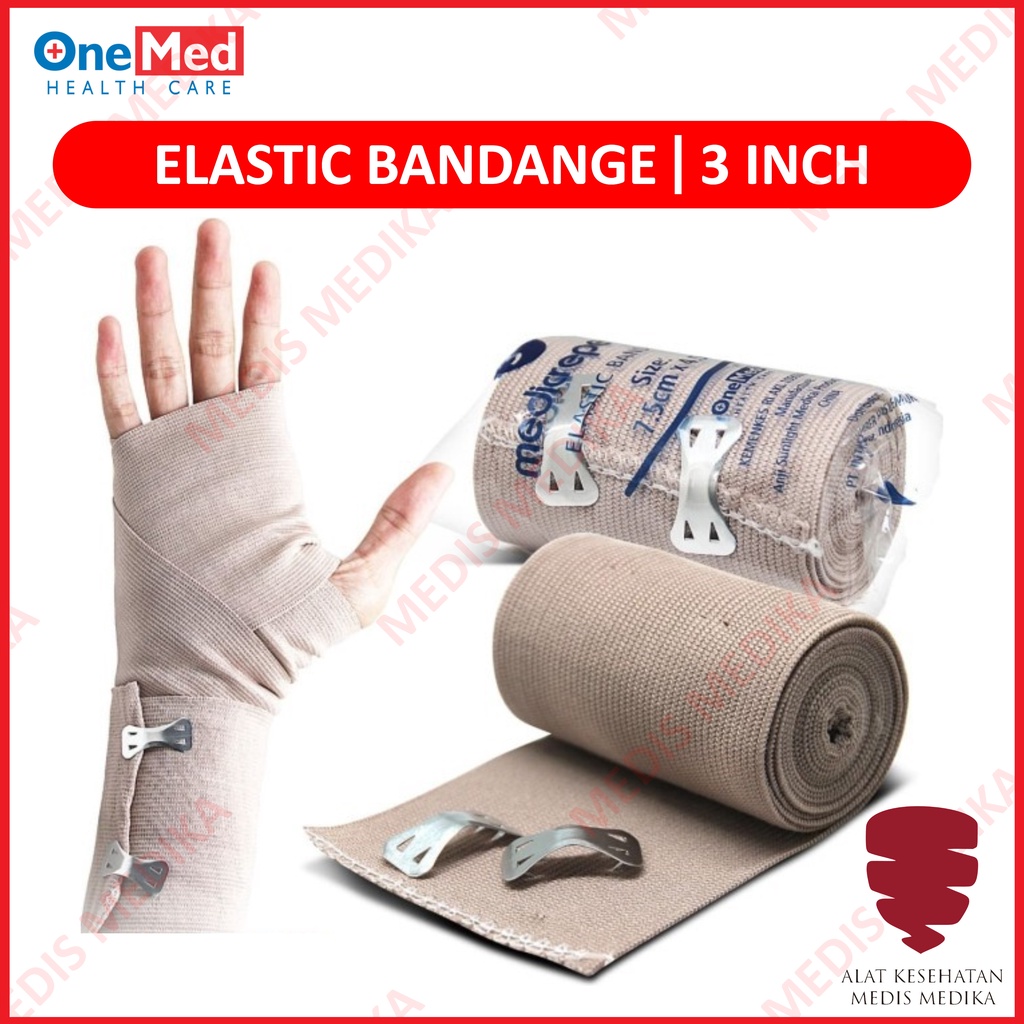 Onemed Elastic Bandage Medicrepe 3&quot; Perban Elastis Alat P3K 7,5cmx4,5m