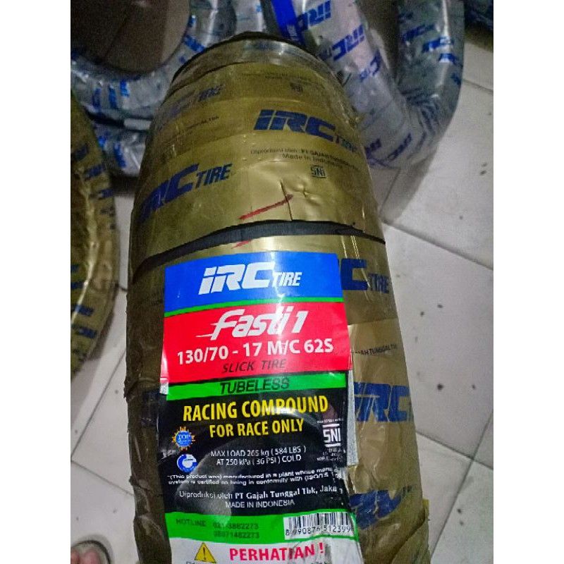 ban IRC fasti 1 ring 17 ukuran 130-70/17 soft compound,(ban slick/botak)