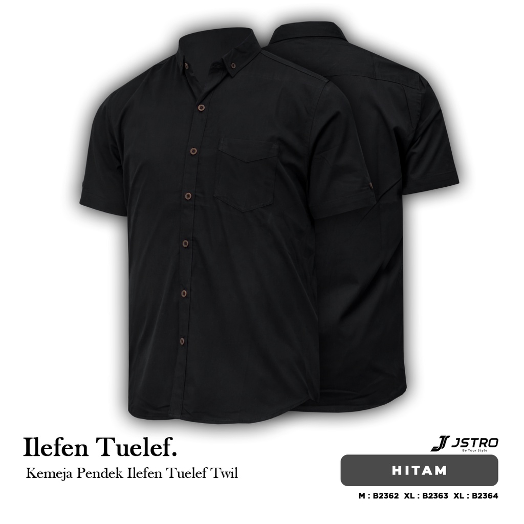 Jstro Kemeja Lengan Pendek Polos Twill Hitam