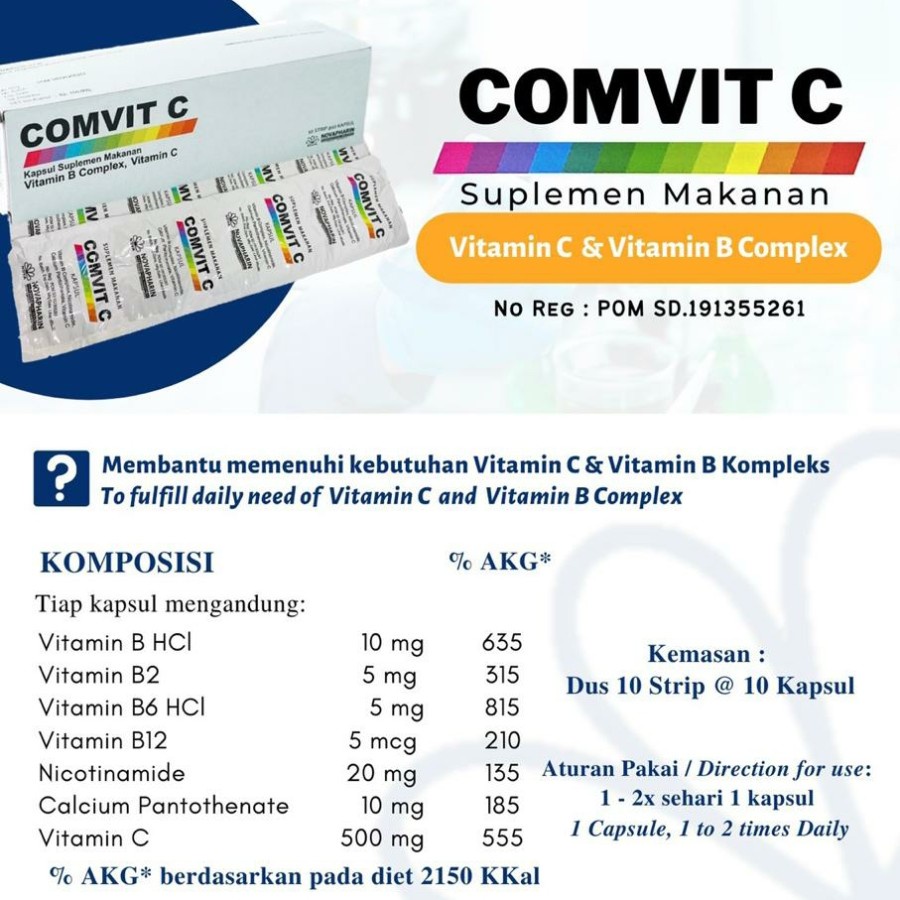 Kedaiari - Comvit C 500Mg + B Complex (Fasfit C) 1 Box 100 Kapsul - Distributor Murah