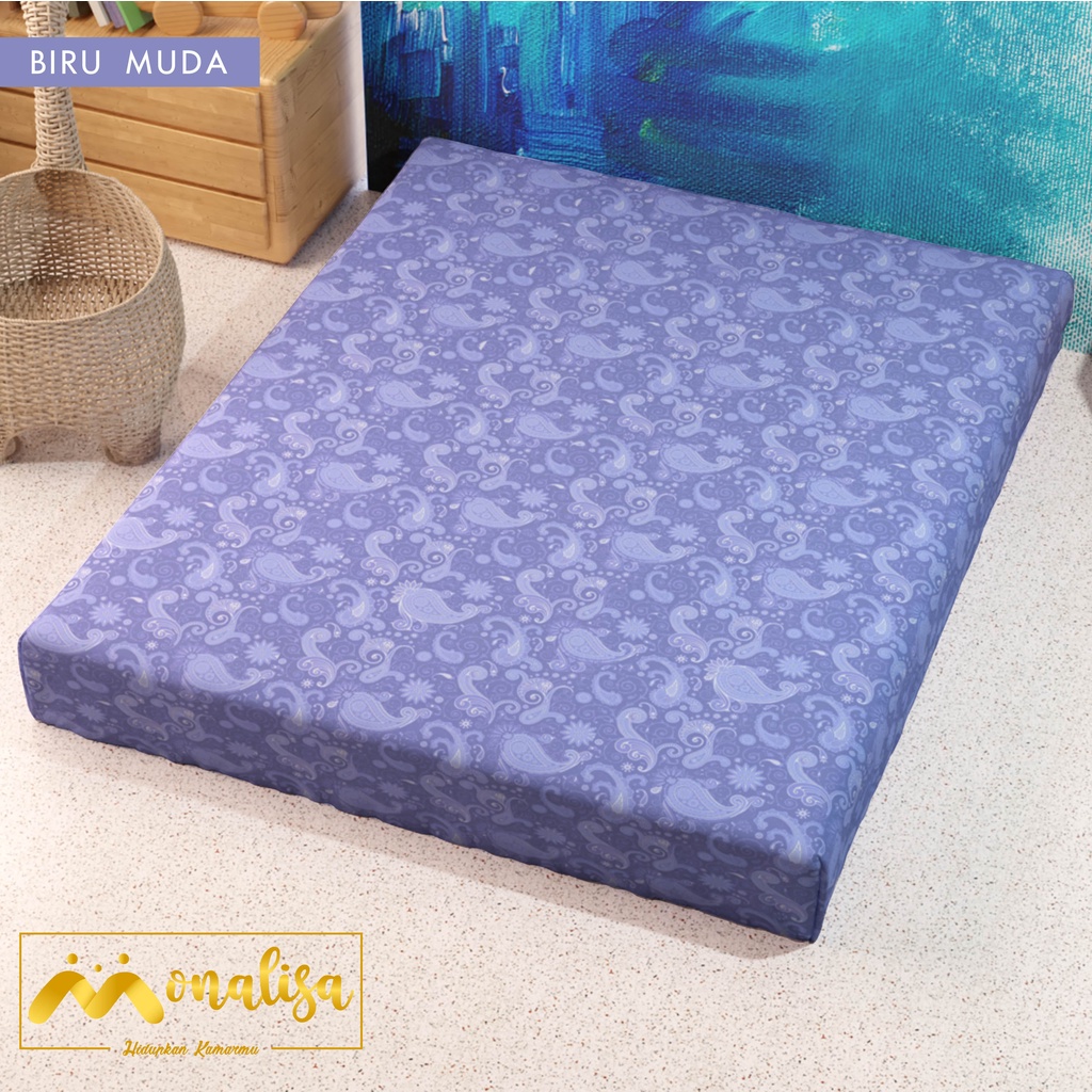 Monalisa Emboss Sarung Kasur Uk 160/180 Tinggi 15/20 - Biru Muda