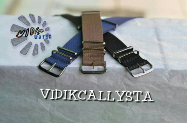 STRAP NATO CANVAS KANVAS 22 MM BUCKLE STAINLESS HITAM / TALI KANVAS JAM TANGAN