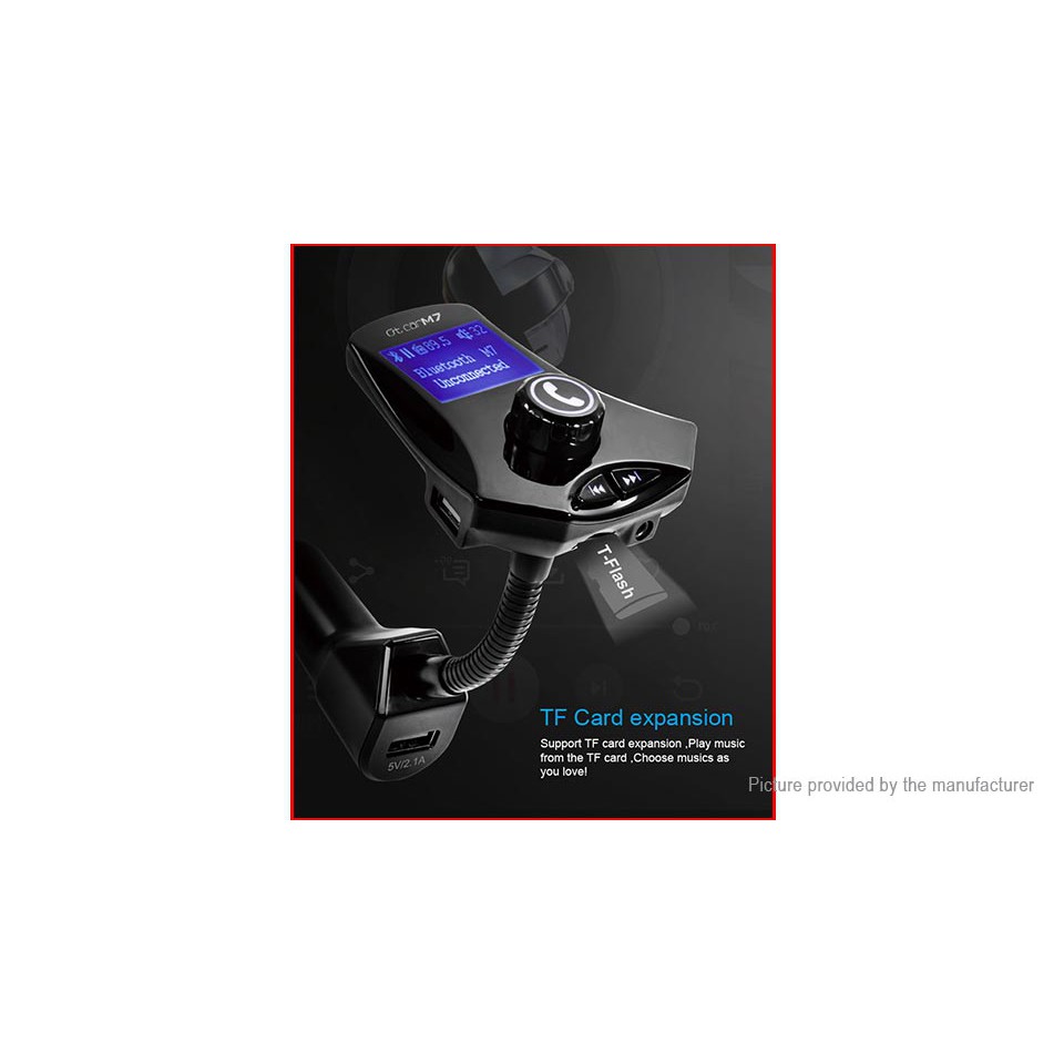M7 Bluetooth Hands Free Car Kit Car MP3 Player FM Transmitter Dual USB Car-Charger Large Screen