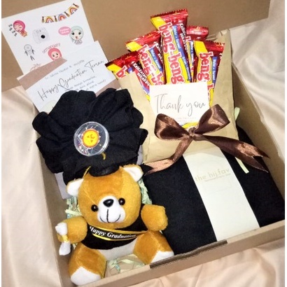 Hampers Hijab + Buket Jajan + Boneka Kado Wisuda/ Ulang Tahun/ Sidang Akhir/ Graduation FREE Cute St