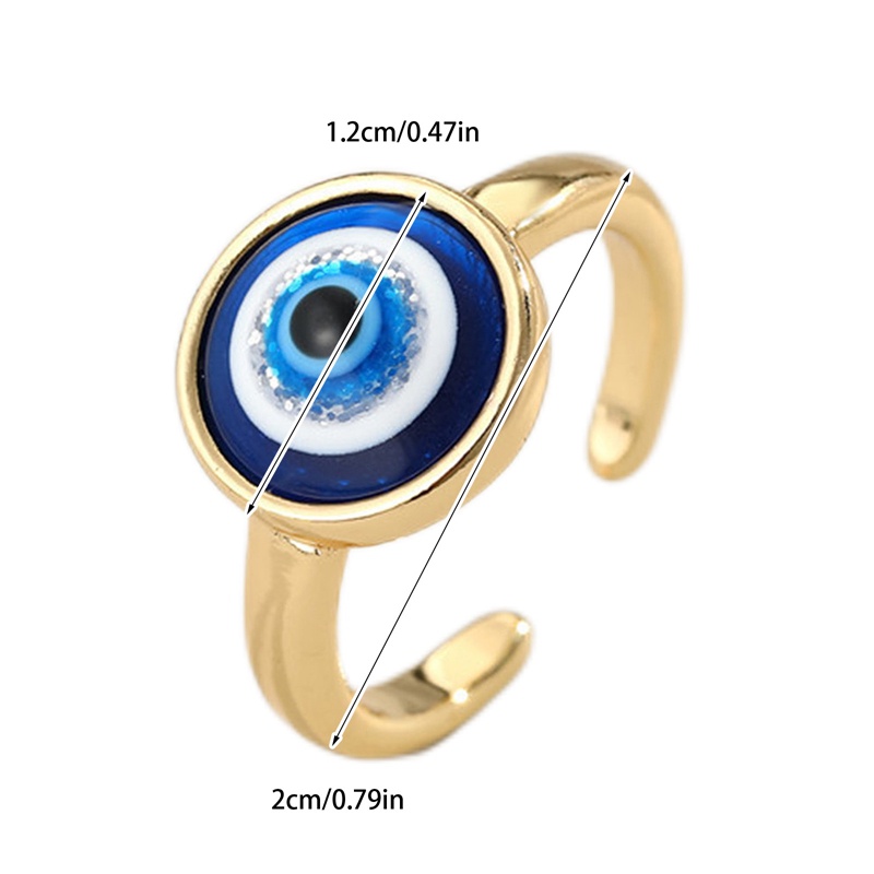 Cincin Adjustable Desain Evil Eye Warna Biru Gaya Turki Untuk Wanita