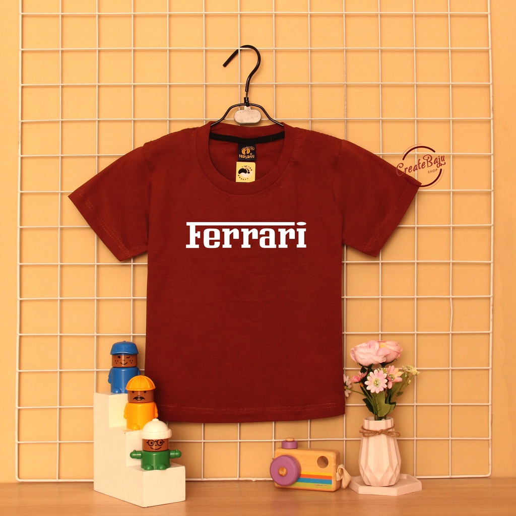 PROMO 7.7 CUSTOM KAOS ANAK LAKI FERRARI 1-7 TAHUN BAJU ATASAN ANAK LAKI FASHION TERMURAH BAHAN KATUN