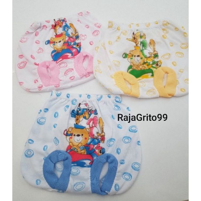 3 pcs celana pop bayi Motif Sablon / celana kacamata bayi Large Print / Celana kodok besar, bahan Polyester