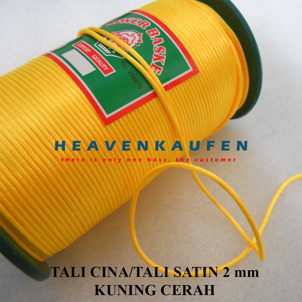 

Tali Cina / Tali Satin Cina Kuning Cerah Diameter 2 mm Meteran Murah