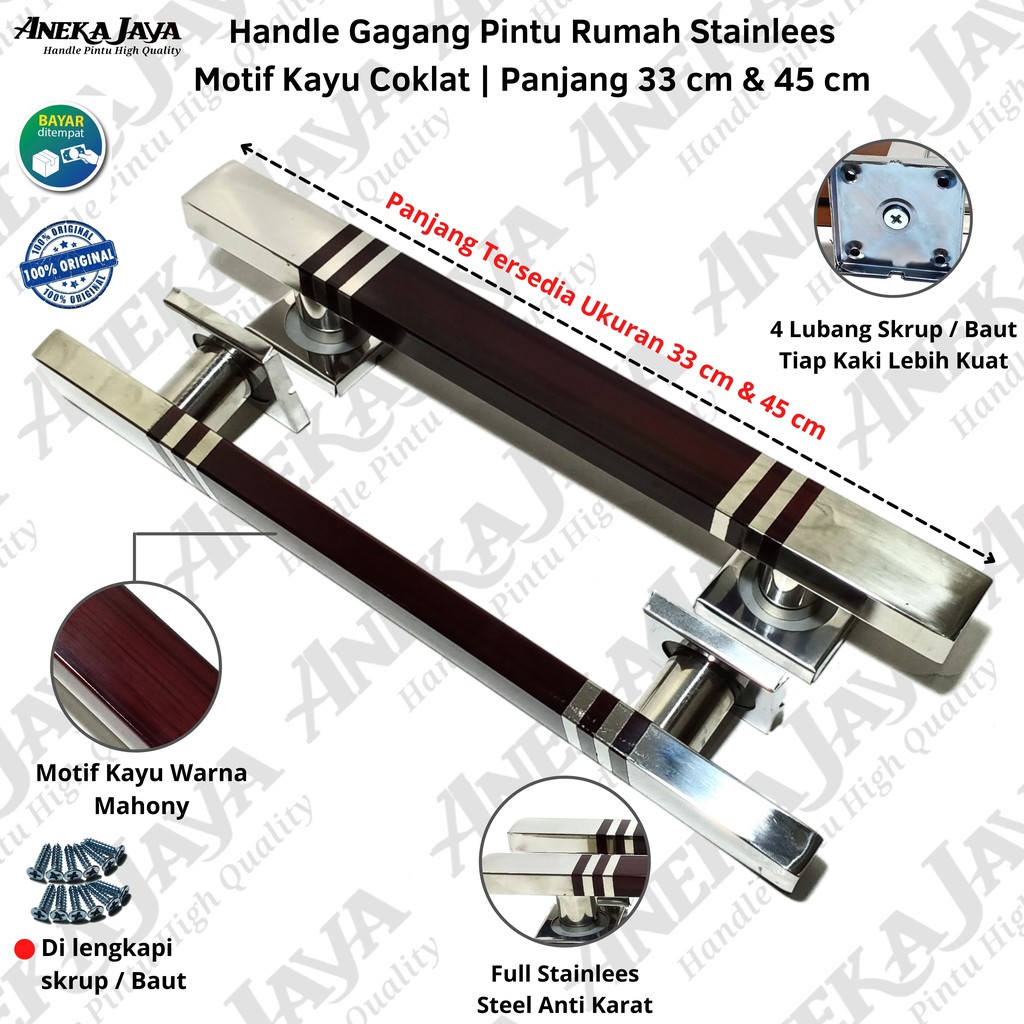 Handle pintu rumah stainlees panjang 33 cm &amp; 45 cm | Gagang Pintu rumah | Tarikan Pintu rumah murah