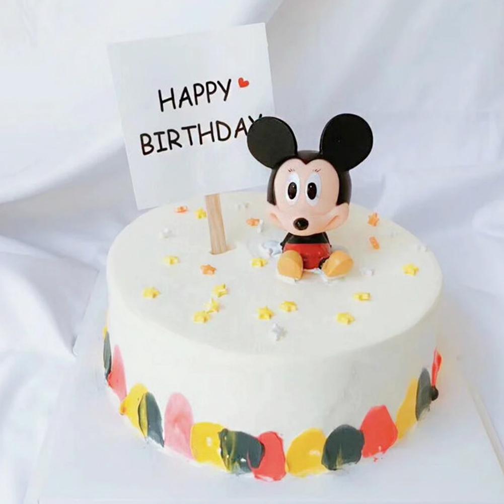 2pcs / Set Ornamen Figure Mickey Minnie Untuk Dekorasi Topper Kue Ulang Tahun