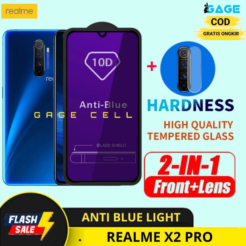 2IN1 TEMPERED GLASS ANTI BLUE LIGHT REALME X2 PRO TG ANTI GORES RADIASI FULL LAYAR REALMI X2PRO