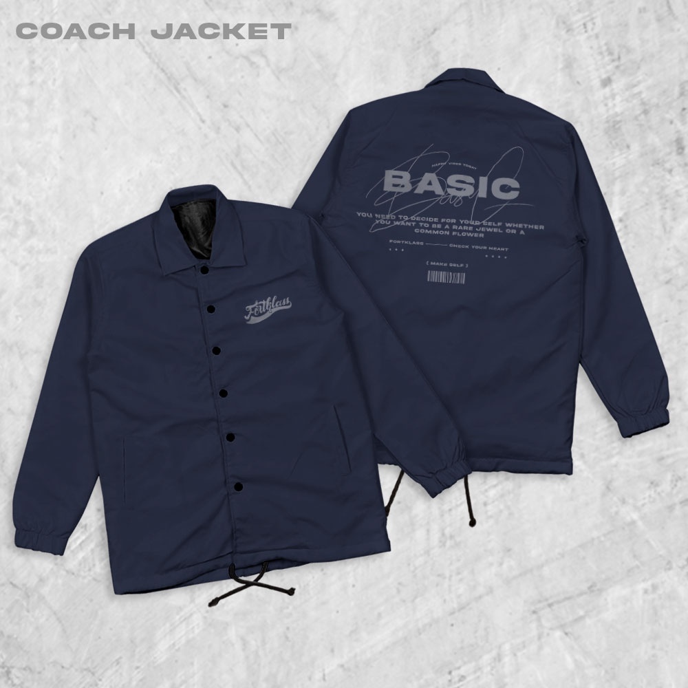 Fortglass Basic Coach Jaket Pria Outwear Unisex Parasut