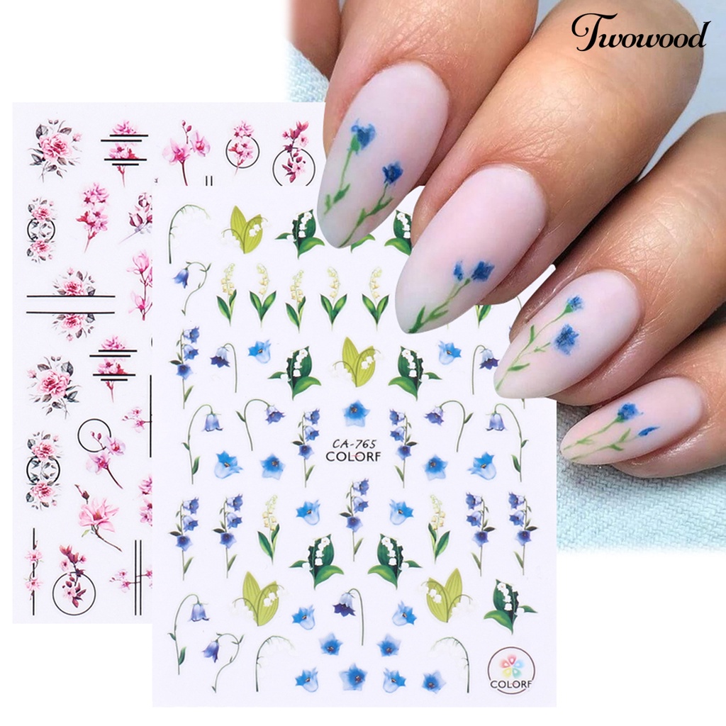 Stiker Kuku Motif Print Bunga Untuk Dekorasi Nail Art