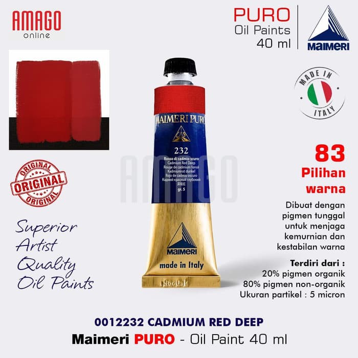 MAIMERI PURO - OIL PAINT - CADMIUM RED DEEP - 40ML - M0012232