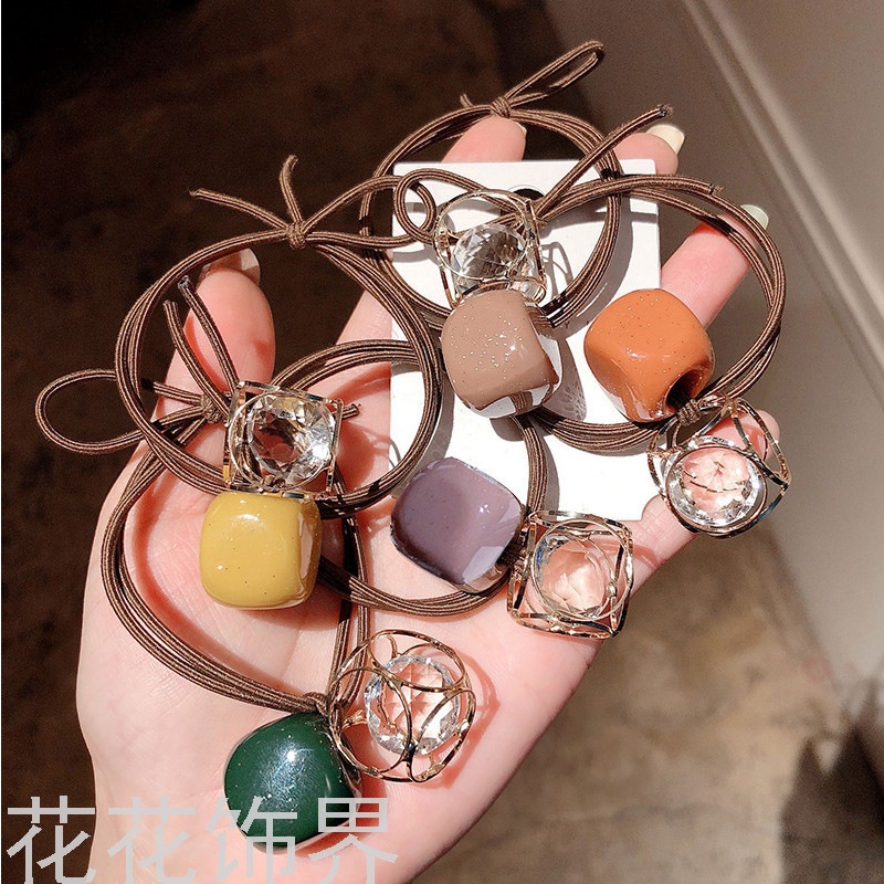 ⭐️𝐈𝐇𝐒 𝟐𝟎𝟕⭐️Ikat Rambut Korea Style Morandi Hair Rope Rhinestone-1