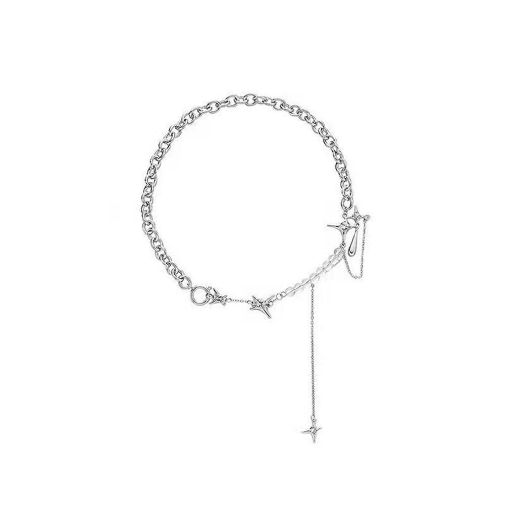 Kalung Rantai Klavikula Desain Bintang Awn Water Drop Untuk Aksesoris Sweater Wanita