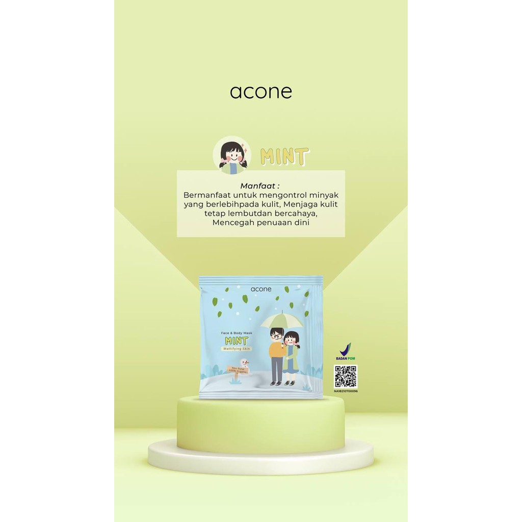 BPOM 10gr MASKER ORGANIK NON PETAL ACONE FACE AND BODY MASK / ORGANIK MASK BY ACONE [ACONE]