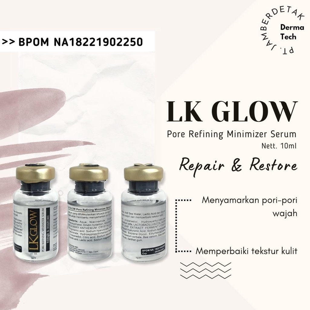 LKGLOW LK GLOW CARE  serum bopeng scar repair and restore 10 ml acne scar untuk perbaikan kulit sudah BPOM RI