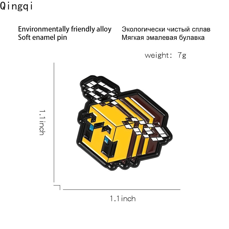 Bros Pin Enamel Bentuk Kartun Lebah Pixel