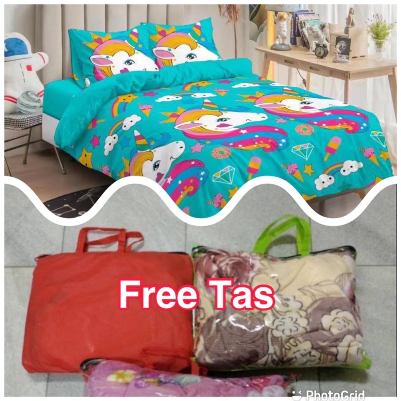 Selimut Bulu Super Halus Dan Lembut Uk 140x200 Motif Karakter Free Tas