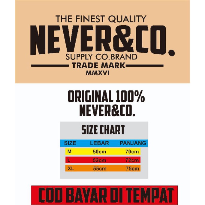 KAOS DISTRO ORIGINAL TSHIRT SABLON TERLARIS NEVER&amp;CO.