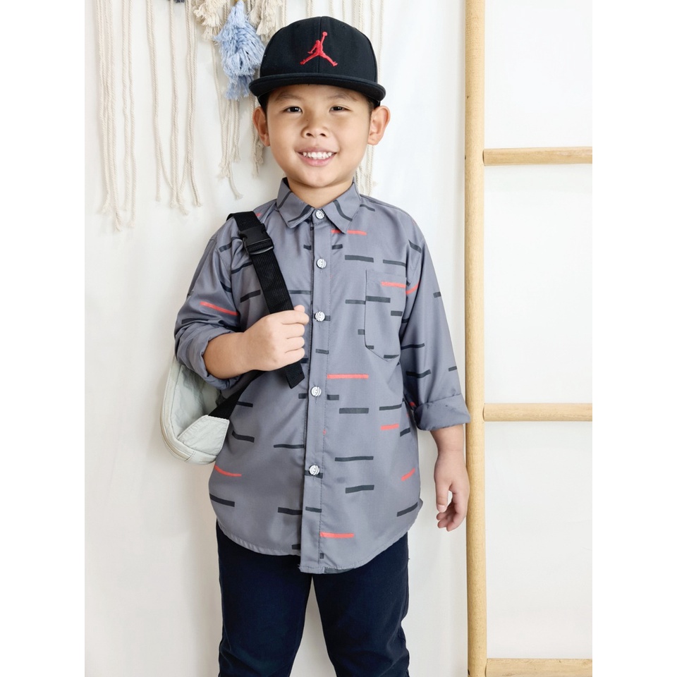 Amspro Kemeja anak laki-laki baju anak laki-laki atasan anak Kenzi