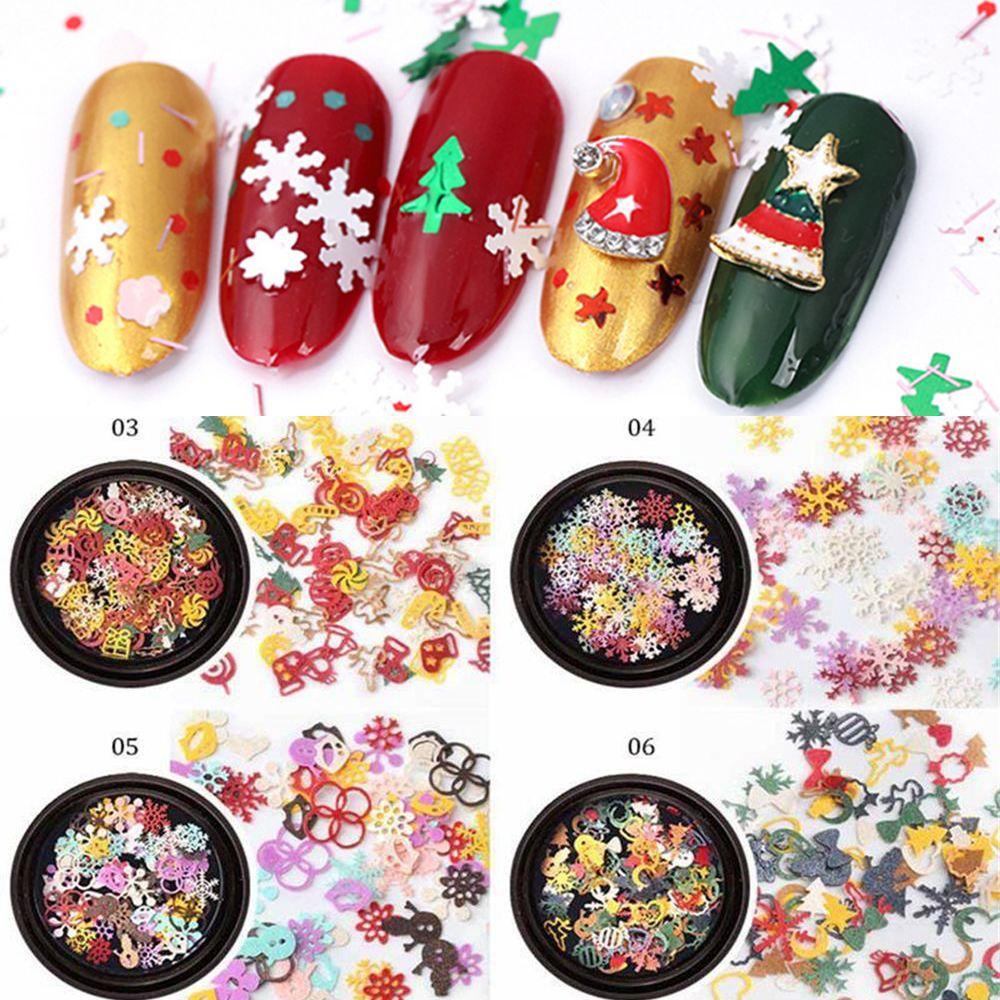 Preva Nail Art Decor Glitter Stiker Kuku Warna Campur Dekorasi Natal 3D