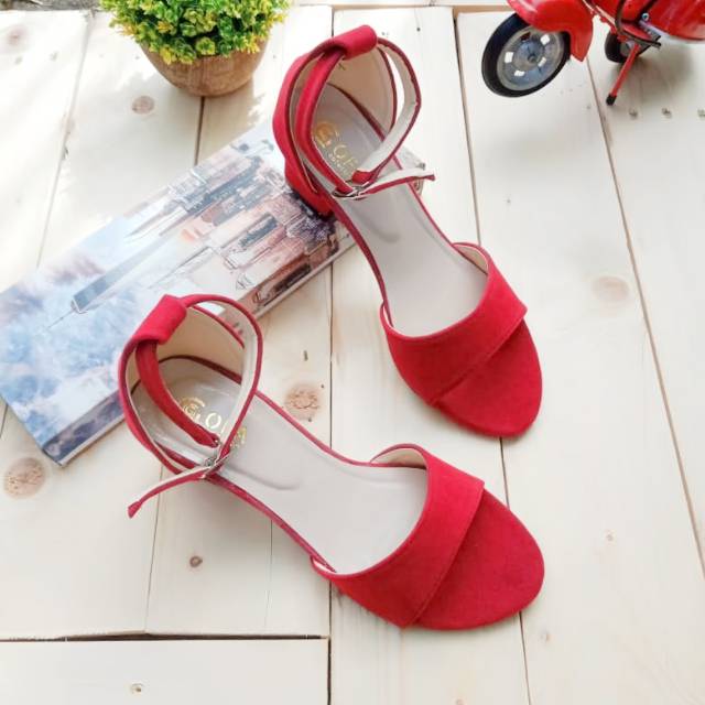 Sandal hils wanita kokop mangkok tali merah