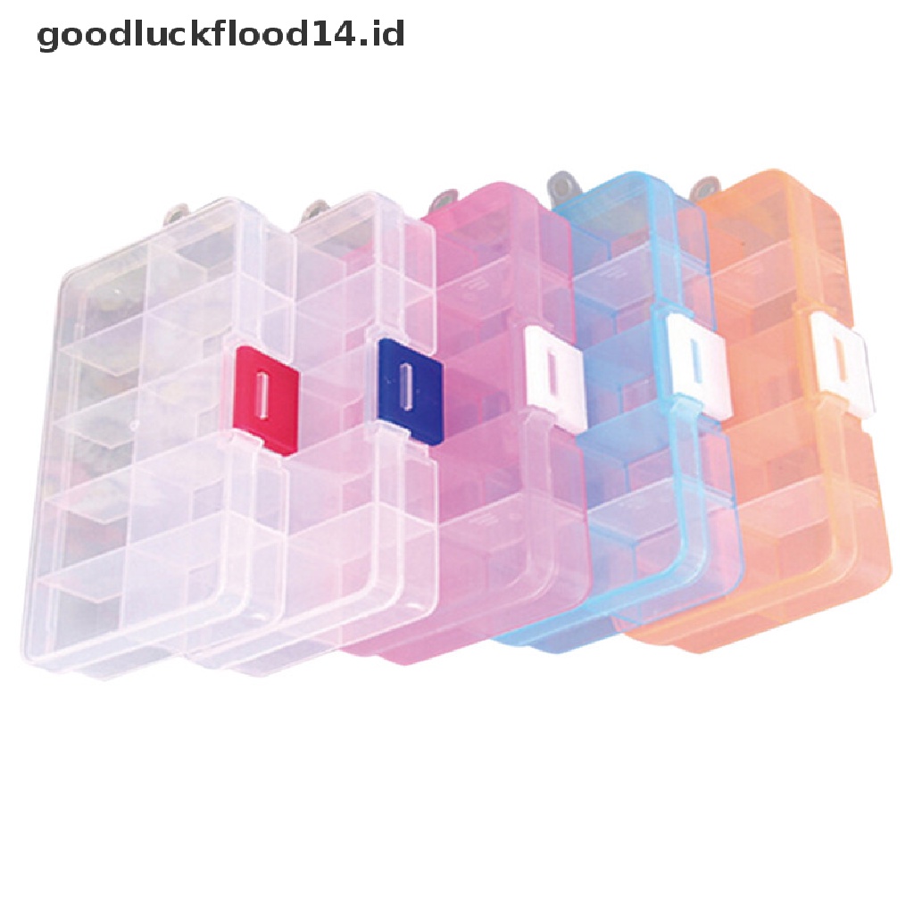 [OOID] Plastic 10 Slots Adjustable Jewelry Storage Box Case Craft Organizer Beads ID