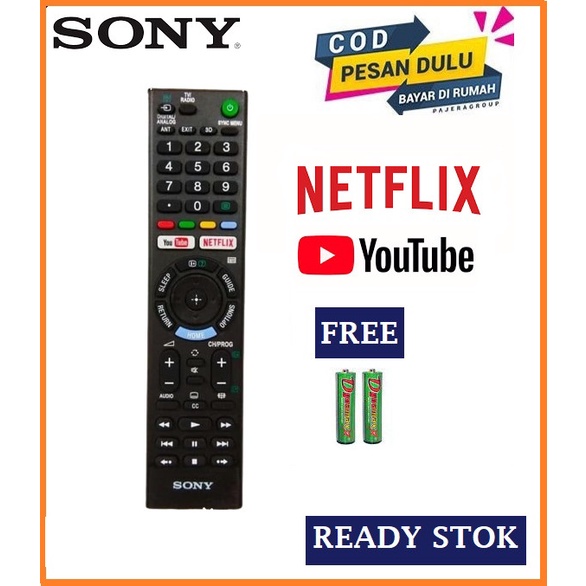 Remot Tv SONY Bravia Netflix Youtube Grade Original Free Batrei 2Pcs