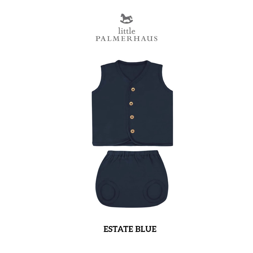 Little Palmerhaus Button Tee Sleeveless Stelan Set Lengan Kutung Size 0-3m 6-12m 12-24m Stelang Singlet kancing Depan