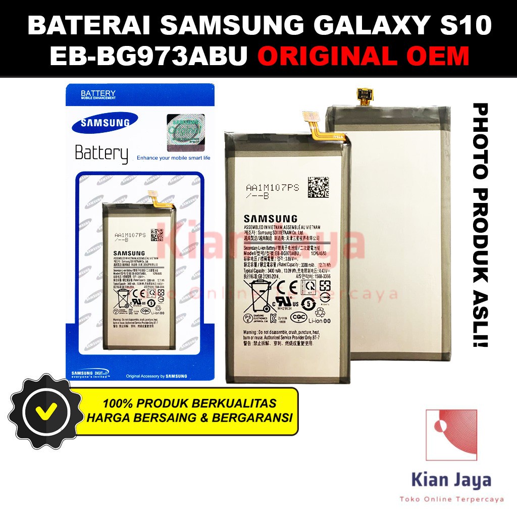 Baterai Samsung Galaxy S10 G973 Original OEM Batre Batrai Battery Hp EB-BG973ABU Ori