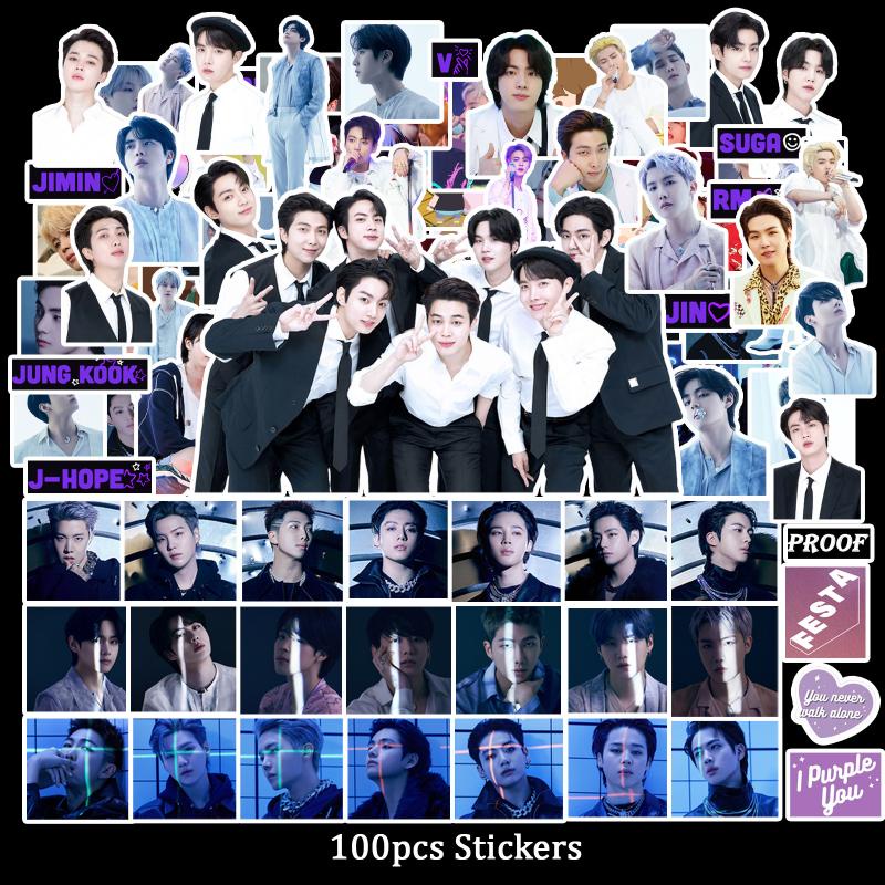 100pcs / set Stiker KPOP BTS Untuk Dekorasi Scrapbook / Jurnal DIY