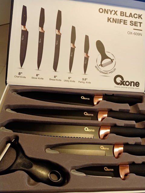 [ Oxone ] Pisau Set Marble Oxone Ox 609n - Black Marble Serie 6pcs