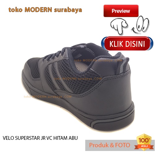 Sepatu anak sekolah sneakers tali VELO SUPERSTAR JR VC HITAM ABU