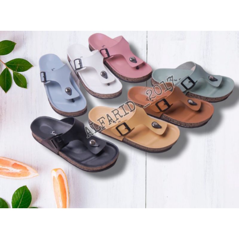 Sandal slide model Japit Puyuh wanita kekinian