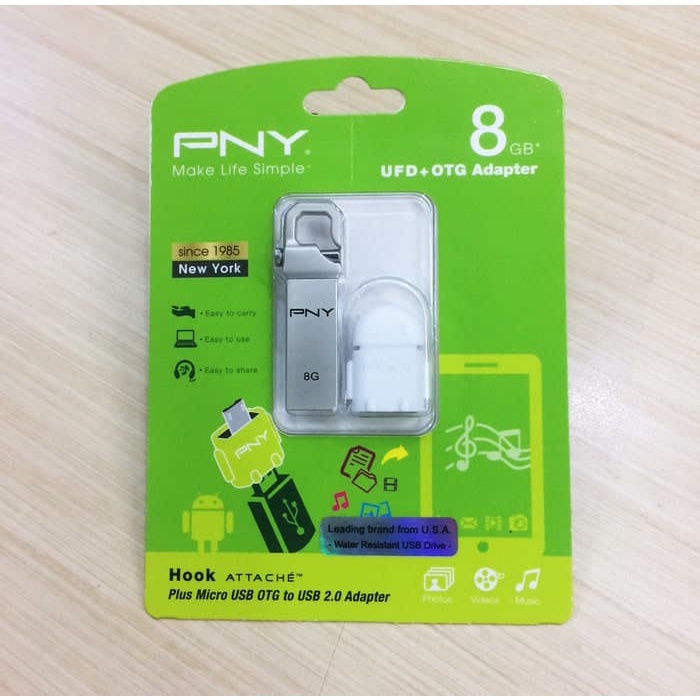 Flashdisk PNY Hook Attache 8GB + OTG, FD PNY Hook Attache 8Gb-OTG