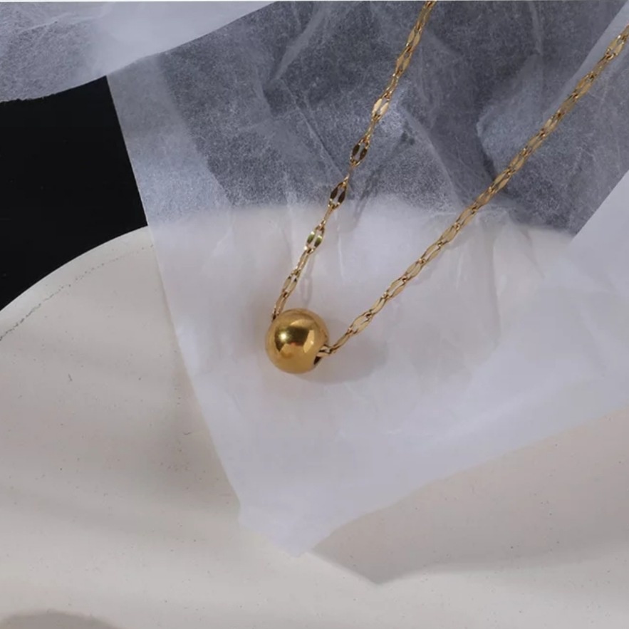 Kalung Rantai Pecah Kopi Model Liontin Bulat Warna Rose Gold dan Gold