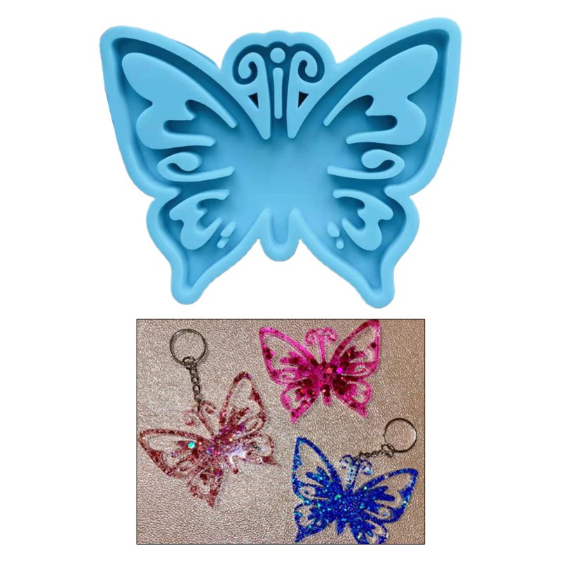 Glitter Key Chain Epoxy Resin Mold Handmade Butterfly Shape Keychain Casting Silicone Mould DIY Crafts Making Tool