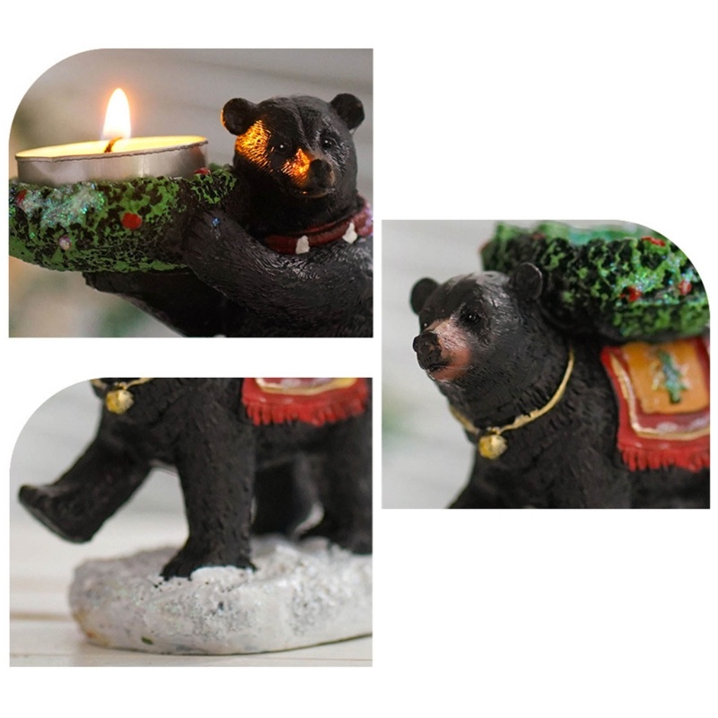 Miniatur Patung Hewan Beruang Hitam Bahan Resin Untuk Ornamen Natal