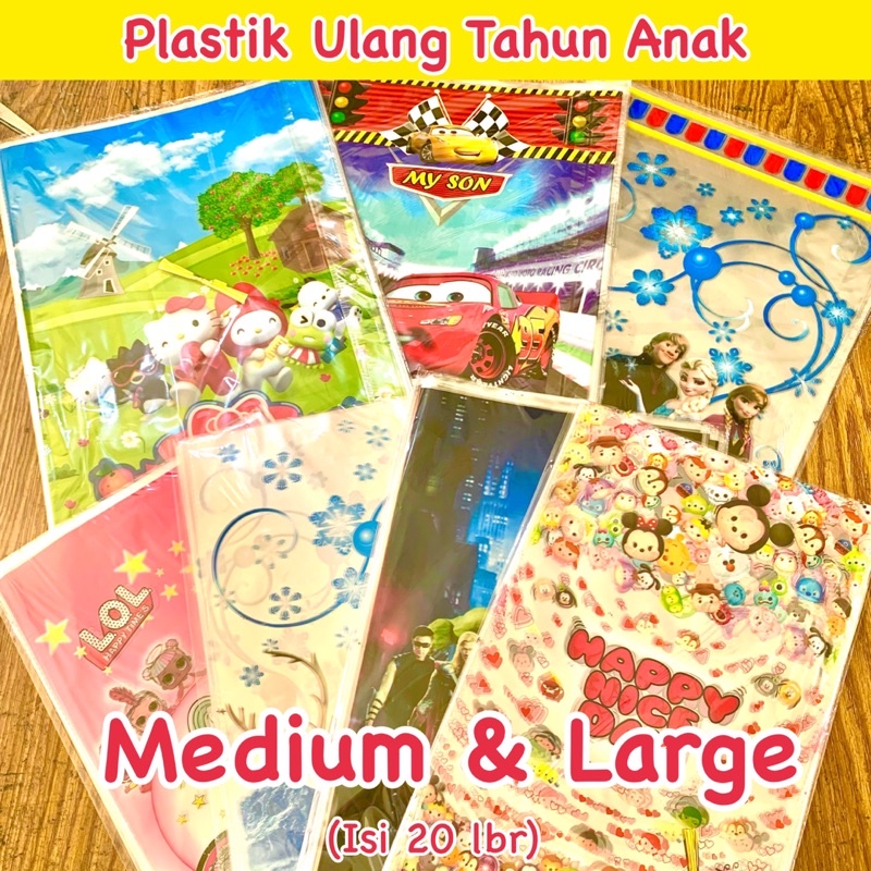 

Kantong Plastik Ulang Tahun Anak / Plastik Bingkisan Souvenir / OPP Motif Medium Large Sedang Besar