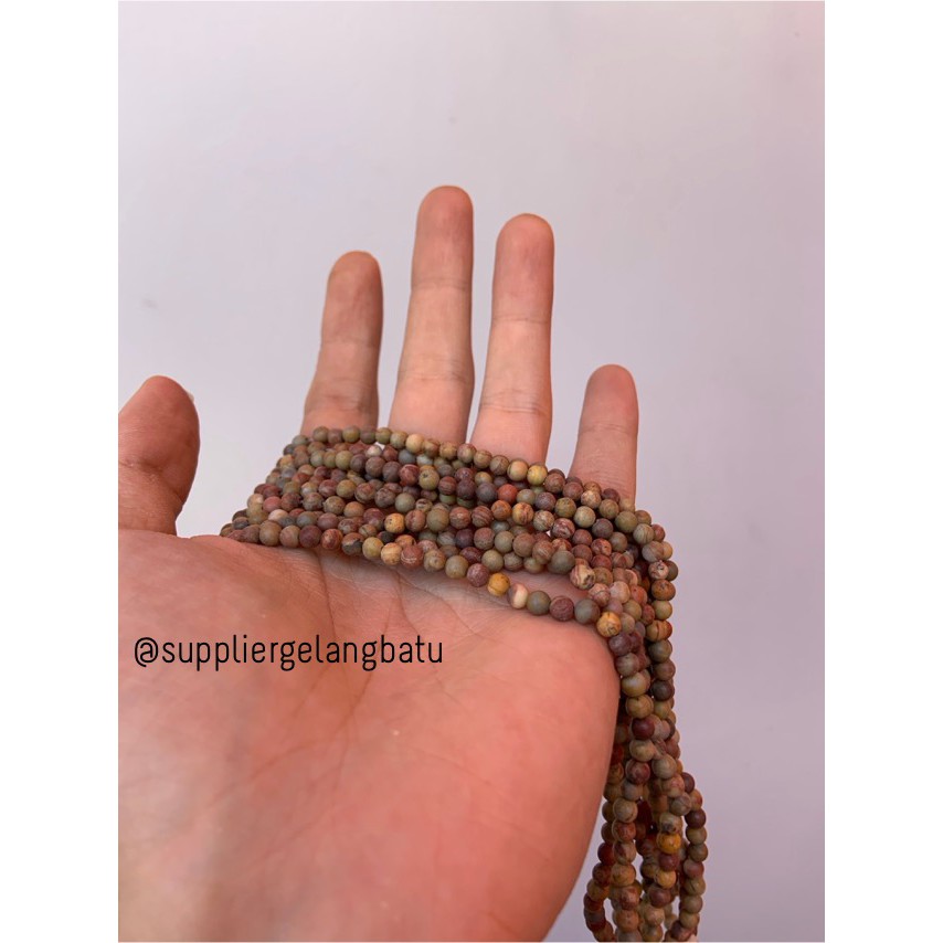 bahan SOFT jasper kokah coklat 4mm renceng bahan gelang kalung