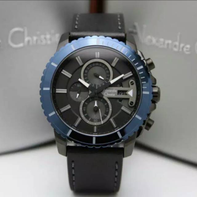 Jam Tangan Alexandre Christie 6527 Pria Blue Black Original