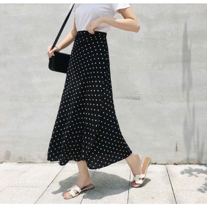 ROK POLKADOT.ROK A-LINE POLKA.SKIRT KOREAN STYLE FIT TO XL