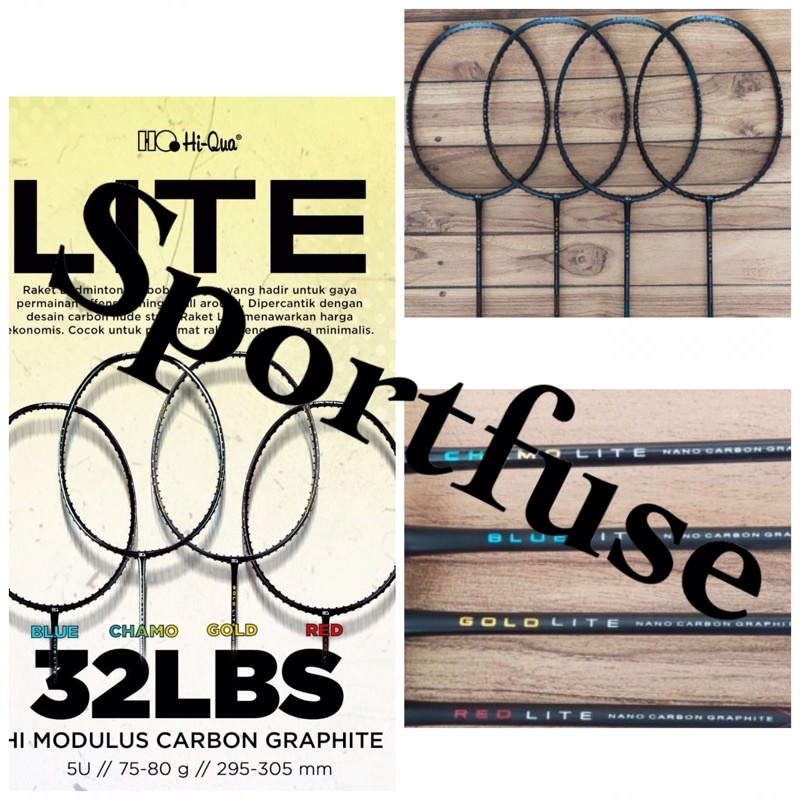 raket badminton hiqua hi qua lite blue chamo gold red original