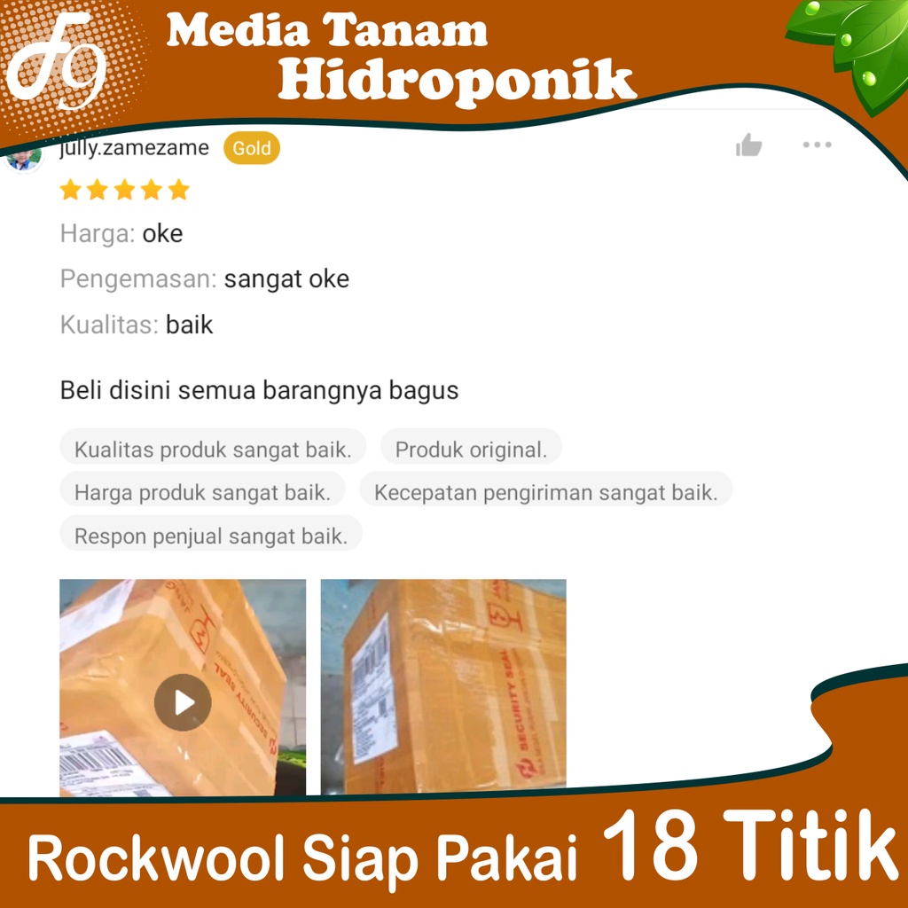 Rockwool Media Tanam Hidroponik Siap pakai 18 titik lubang tanam, Cultilene Asli