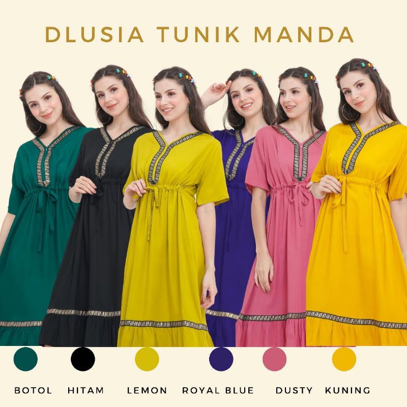 Daster Arab DLUSIA MANDA Midi Dress Tunik Rayon