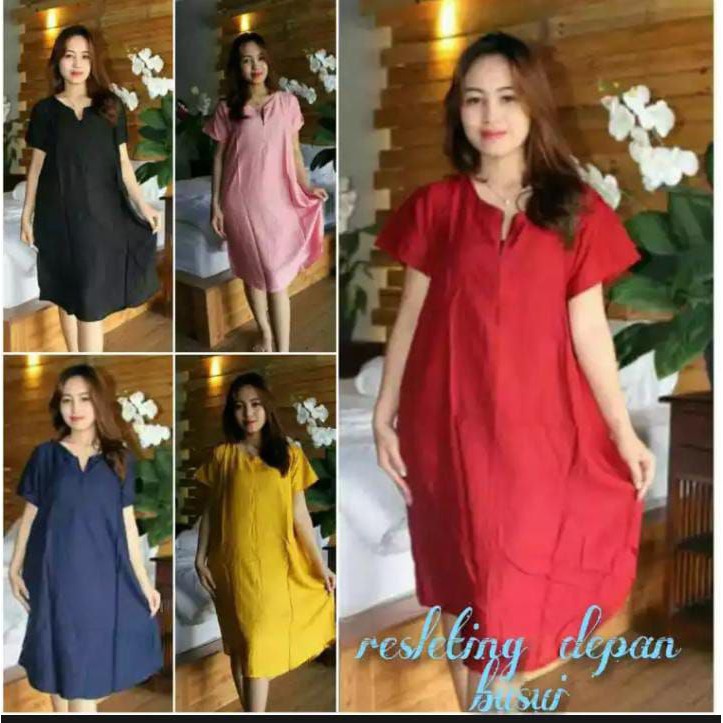 Daster Polos Resleting Depan Busui Bali Bahan Katun Harga Terjangkau Grosir Eceran Kualitas Bagus