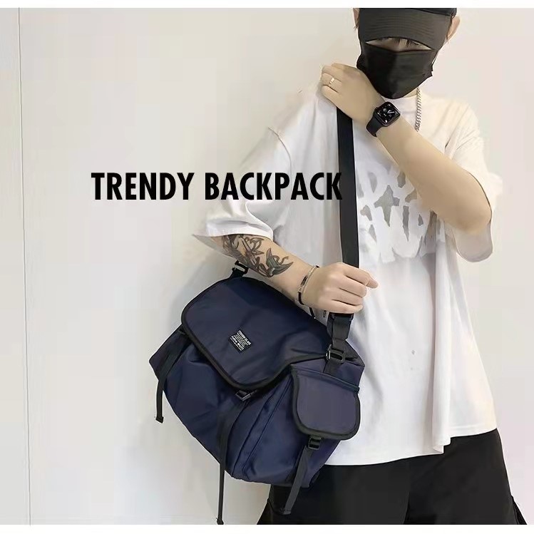 BJ61651 - BLACK/BLUE/GRAY - TAS PRIA WANITA RANSEL SLEMPANG MULTIFUNGSI UNISEX TAS COUPLE BAG FASHION IMPORT MODIS ELEGAN TERMURAH TERLARIS TERBARU BAGSTORE JAKARTA TAS BATAM ZC1651